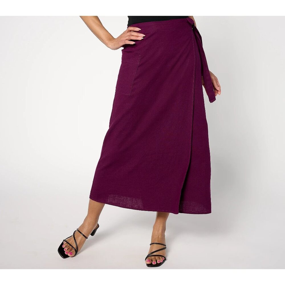 Peace Love World Boheme Wrap Utility Skirt Size Small Regular Deep Plum Cocktail
